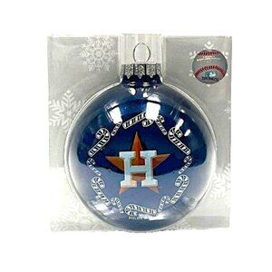 Houston Astros Candy Cane Ornament Blown Glass Ball Collectible MLB New